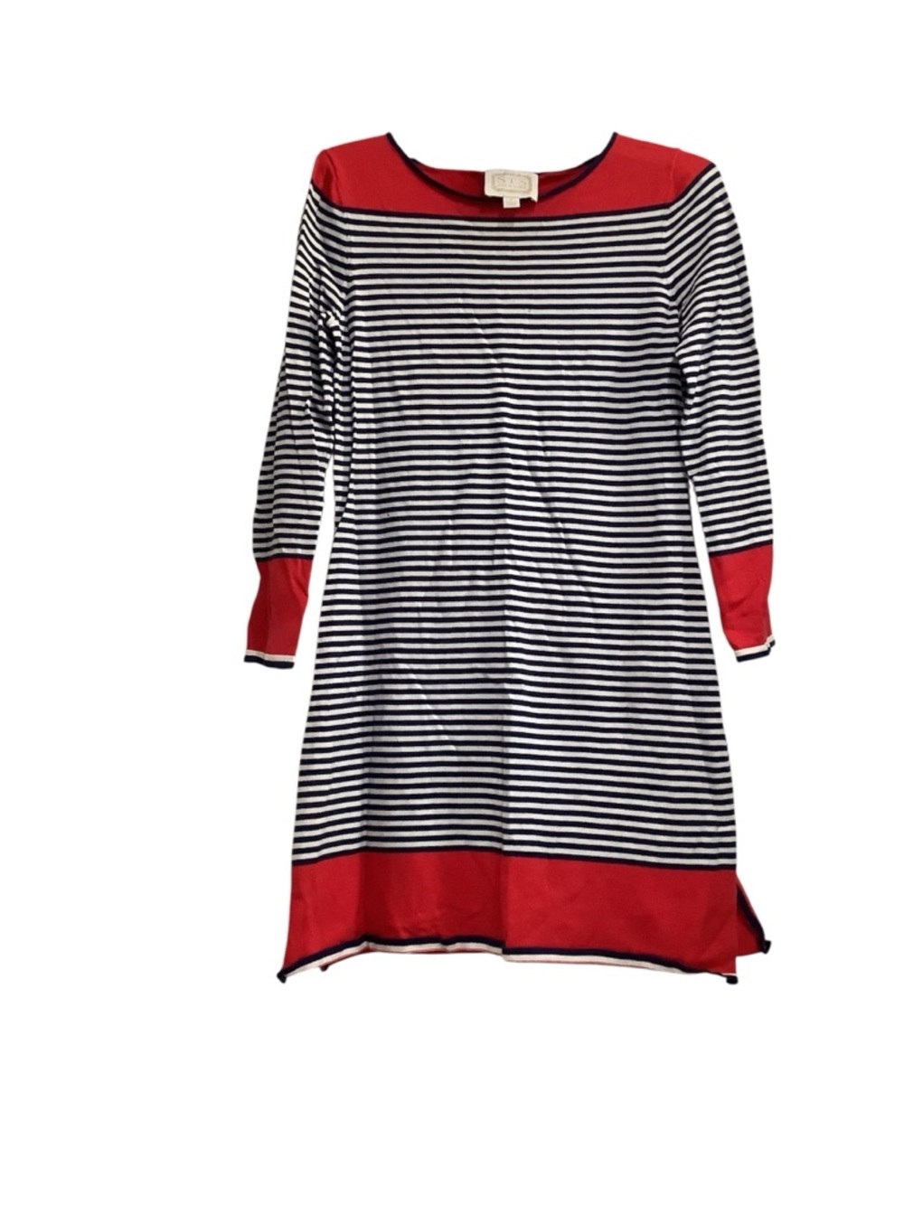 Sail to Sable Navy and White Striped Top with Red Trim